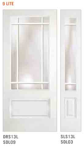sdlo9 fiberglass door 3/4 glass 9 lite